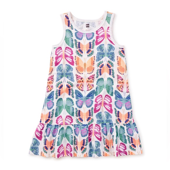 Tea Collection Other - Tea Collection Ruffle Hem Tank Dress Butterflies Size 7